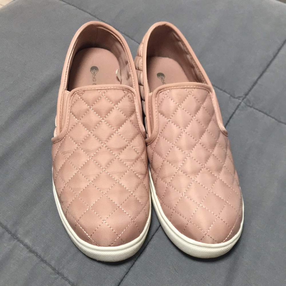 Blush pink slip on sneakers